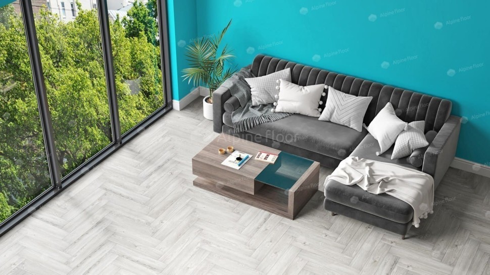 Виниловая плитка "Alpine Floor" Parquet LVT Снежный (590*118*2,5 мм) — купить в Чите