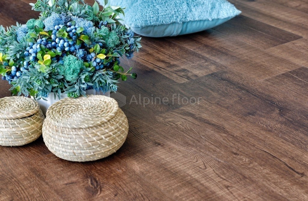 Замковая ПВХ плитка "Alpine Floor" Дуб Мокка Синхронное тиснение  (1220*183*6мм) — купить в Чите