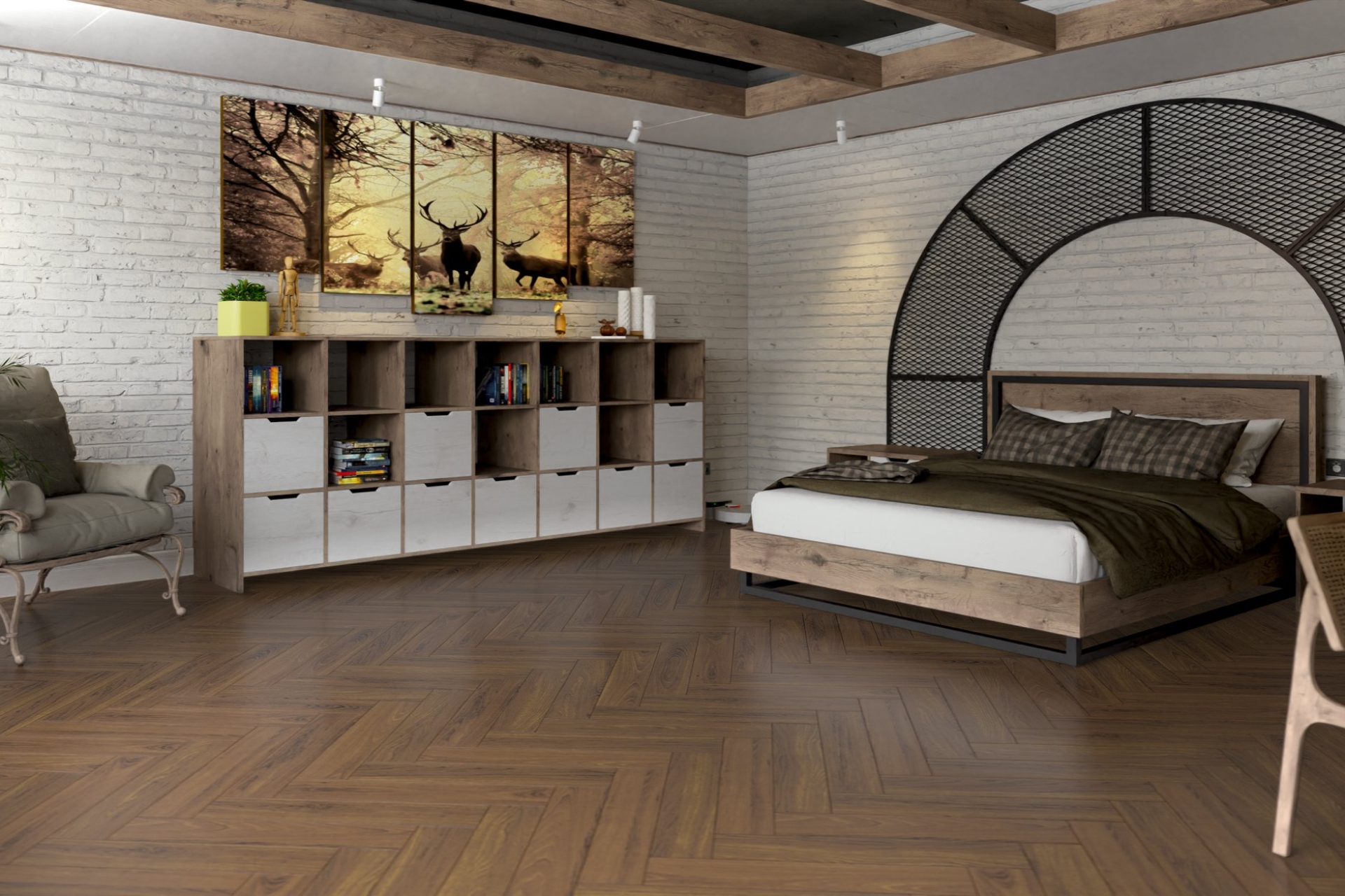 Инженерный паркет «Damy Floor» Ореховый (укладка елочкой) — купить в Чите