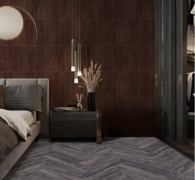 Виниловый ламинат SPC "Cronafloor" Herringbone Дуб Бордо (640*128*4,5 мм) — купить в Чите