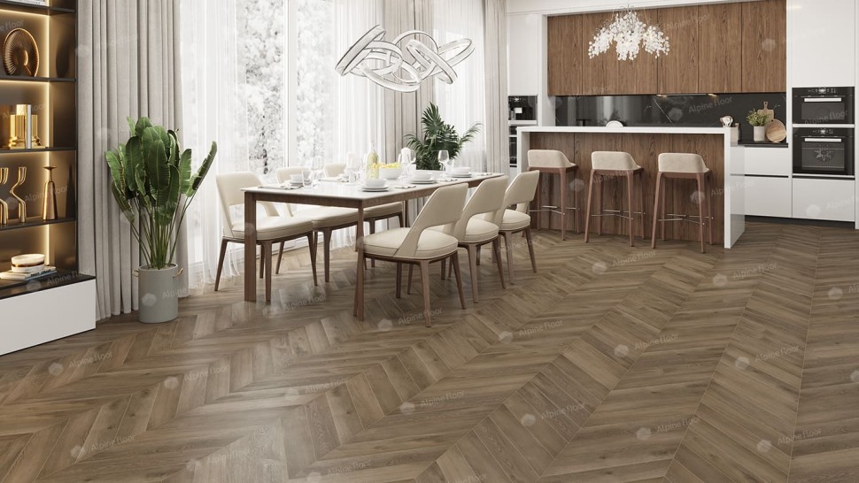 Виниловый ламинат "Alpine Floor" Chevron Дуб насыщенный (600*127*5 мм) — купить в Чите