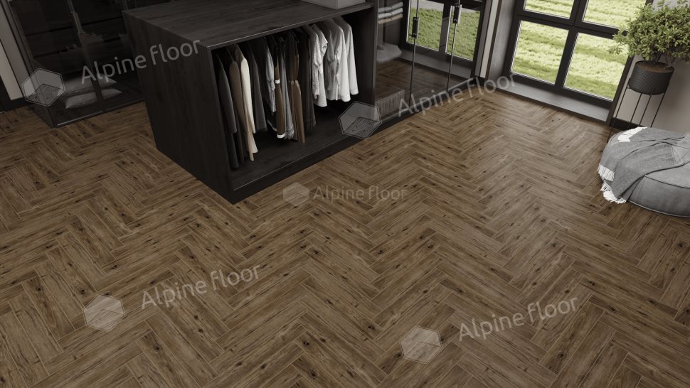 Ламинат "Alpine Floor" Herringbone 12 PRO Дуб Бордо (606*101*12 мм) — купить в Чите