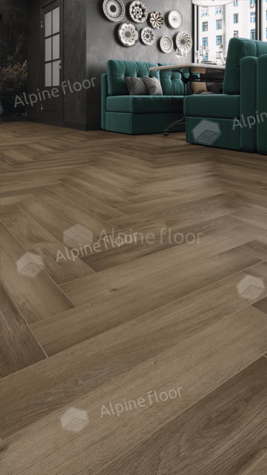 Ламинат "Alpine Floor" Herringbone 12 PRO Дуб Анжу (606*101*12 мм) — купить в Чите