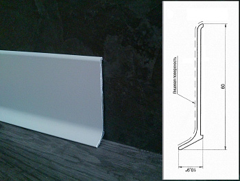 Плинтус алюминиевый L-образный серебро (2500*11*60 мм) — фото и характеристики